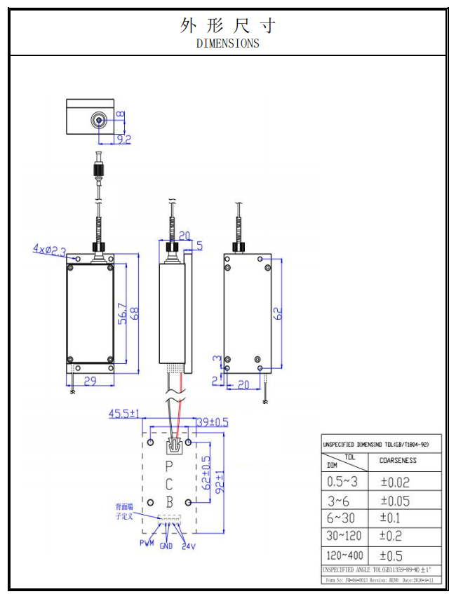 M&oacute;dulo l&aacute;ser de 520 nm 3W