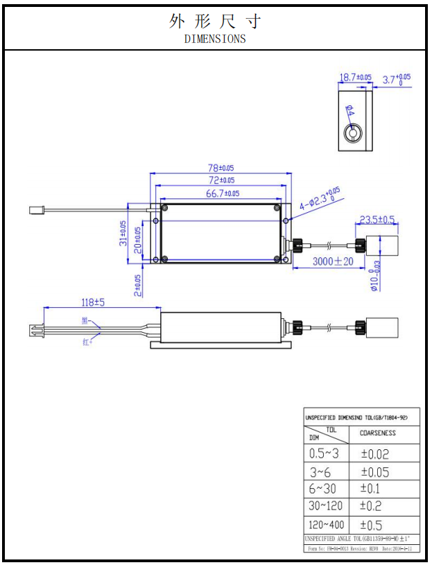 L&aacute;ser de fibra de 638 nm y 2,3 W