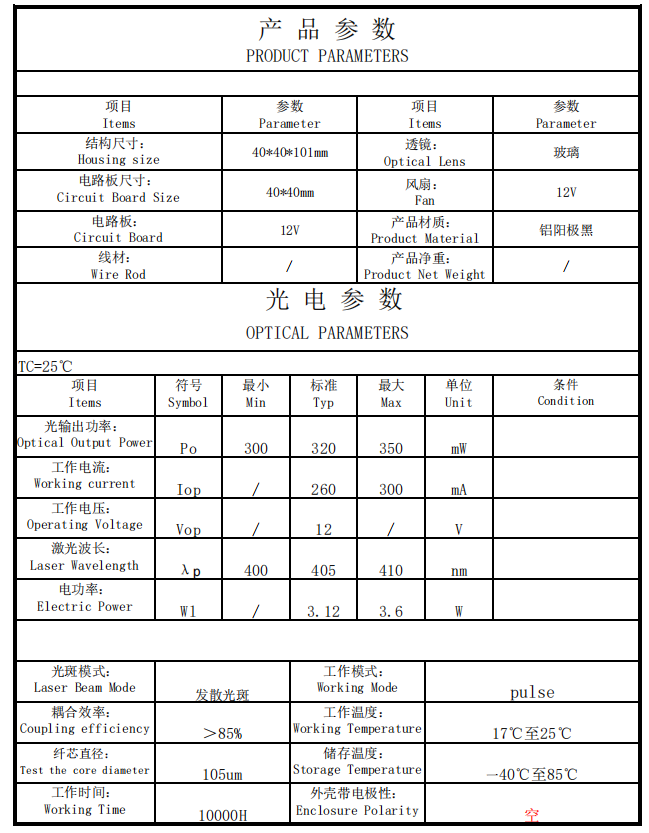 M&oacute;dulo l&aacute;ser acoplado a fibra violeta