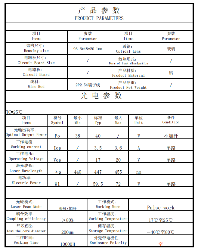 L&aacute;ser de fibra azul de 450 nm